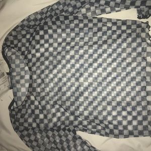 Mesh checkered long sleeve